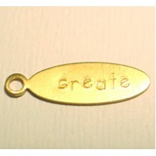 20x5mm Create Oval Raw Brass Tag - Pack of 10