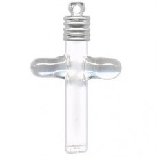 41x20mm Clear Glass Cross Vial with Loop - Each