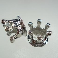 10x14mm Plat Silver Imperial Crown Bead