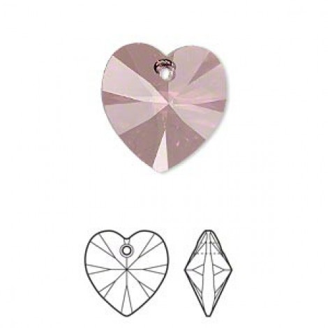 10mm Swarovski Heart Drops - Crystal Antique Pink