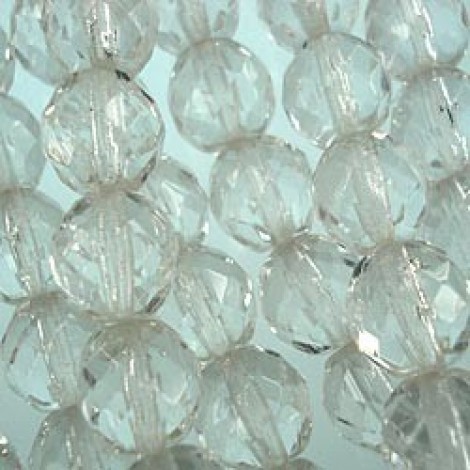 10mm Czech Firepolish Round Beads - Crystal Clear