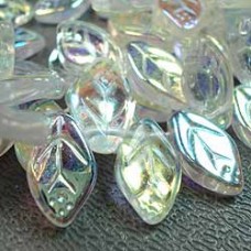 12x7mm Czech Crystal AB Wavy Leaves - Pack of 10