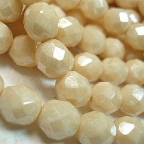 6mm Czech Firepolish Beads - Opaque Luster Champagne - Pack of 20