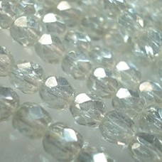6mm Czech Fire Polish Glass Beads - Luster Crystal - Pack of 20