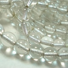 6mm Czech Round Glass Druk Beads - Silver Lined Crystal - Pack of 20