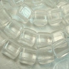 6mm Czech Two Hole Czechmate Tile Beads - Crystal - Pack of 20