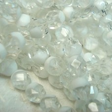 6mm Czech Firepolish Beads - Crystal/White