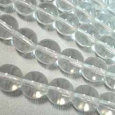 10mm Czech Pressed Round Glass Beads - Clear