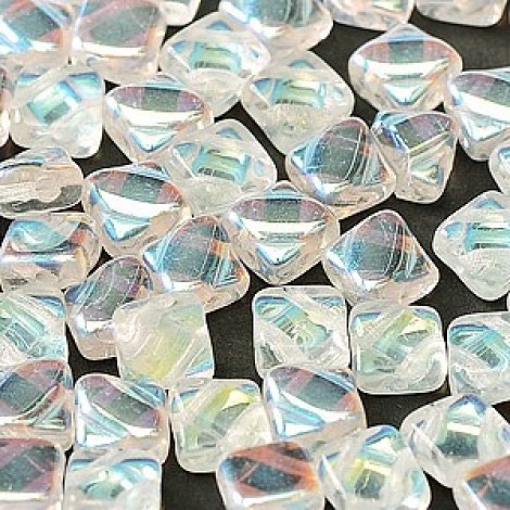 6mm Cz 2-Hole Silky Beads - Crystal AB - Pack of 40