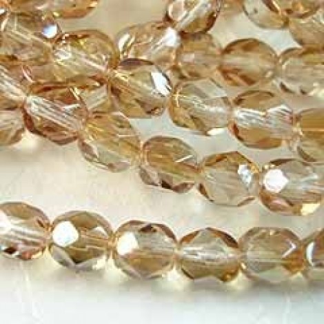 8mm Czech Firepolish Round Beads - Crystal Celsian  - Pack of 20
