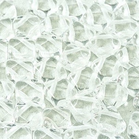6mm Cz 2-Hole Silky Beads - Crystal - Pack of 40