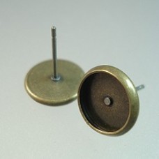 10mm ID Antique Bronze Plated High Quality Earpost Cab Settings with Bullet Clutches