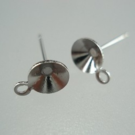 6mm Platinum Silver Colour Earposts with Loop