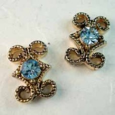 15x10mm Gold Plated 2-Strand Swar Slider - Aqua - Pack of 10
