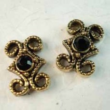 15x10mm Gold Plated 2-Strand Swar Slider - Jet - Pack of 10