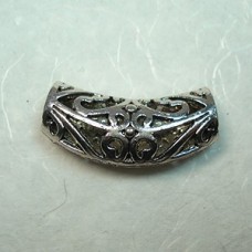 30x13mm Tibetan Silver Fligree Curved Focal Tube Beads