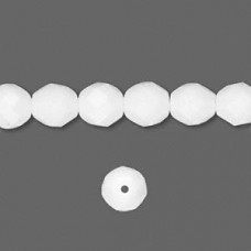 8mm White Semi-Matte Czech Firepolish Beads - Pack of 20