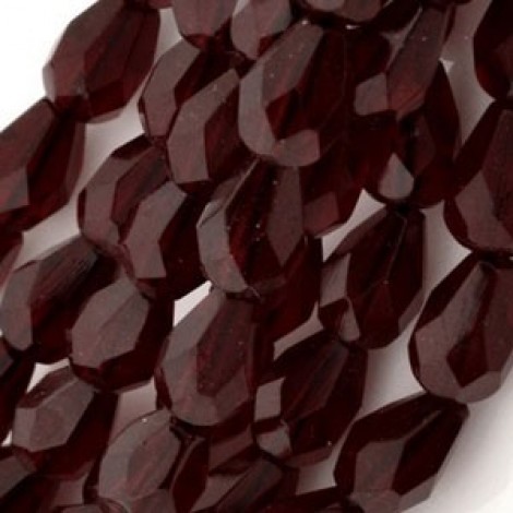 5x7mm Medium Garnet Fire-Polished Drops - Pack of 10