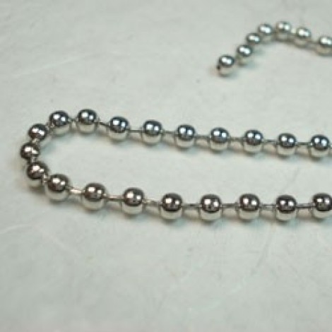 2.4mm Imitation Rhodium Silver Plated Silver Brass Ball Chain