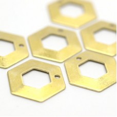 20mm 20ga Raw Brass Hexagon Blank Drop