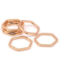22x2x2mm Rose Gold Plated Brass Hexagon Link Ring-Charms