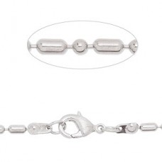 24" (60cm) 2x4mm Bamboo Platinum Silver Colour Plated Ball Chain Necklace - Each