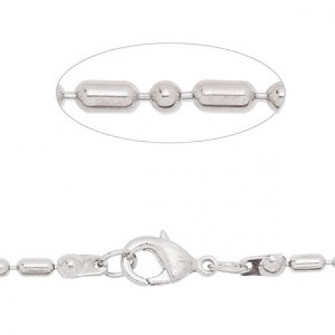 24" (60cm) 2x4mm Bamboo Platinum Silver Colour Plated Ball Chain Necklace - Each 24" (60cm) 2x4mm Bamboo Platinum Silver Colour Plated Ball Chain Necklace - Each