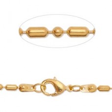 24in (60cm) 2x4mm Gold Plated Bamboo Ball Chain Necklace - Each