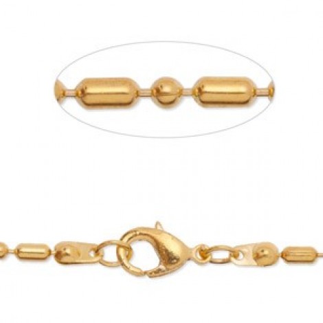 24in 2x4mm Gold Plated Bamboo Ball Chain Necklace