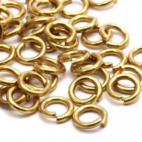 8mm 14ga Bright Raw Brass Round Open Jumprings - Pack of 10