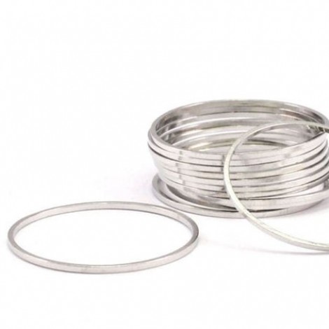 25x0.8mm Bright Silver Plated Brass Circle Connector Links