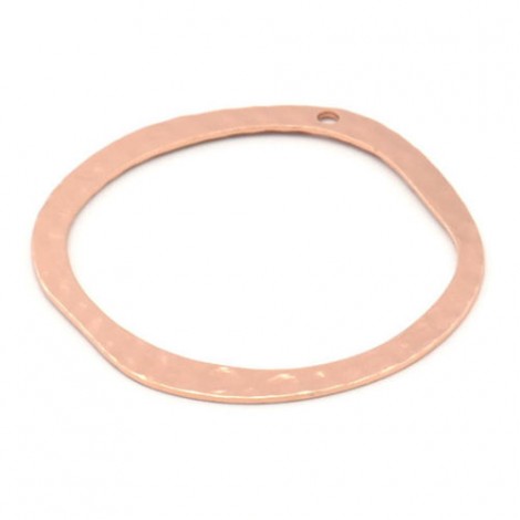 34x32x0.5mm Rose Gold Plated Hammered Circle Charms with 1.8mm hole - Pack of 2