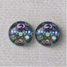 12mm Art Glass Backed Cabochons  - Symmetry Series 11 - Per Pair