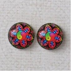 12mm Art Glass Backed Cabochons  - Symmetry Series 5