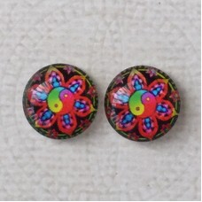 12mm Art Glass Backed Cabochons  - Symmetry Series 5 - Per Pair