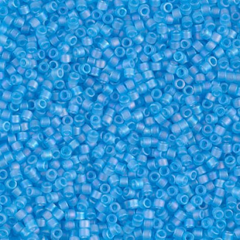 11/0 Delica Seed Beads - Matte Transparent Ocean Blue AB - 7.2gm 11/0 Delica Seed Beads - Matte Transparent Ocean Blue AB - 7.2gm