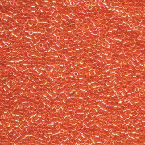11/0 Delica Beads - Transparent Tangerine AB - 7.2gm