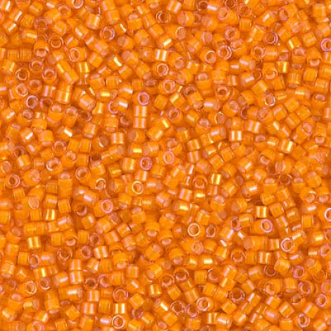 11/0 Delica Seed Beads - White Lined Orange AB - 7.2gm 11/0 Delica Seed Beads - White Lined Orange AB - 7.2gm