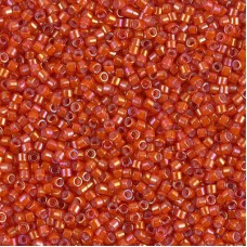 11/0 Delica Seed Beads - White Lined Flame Red - 7.2gm