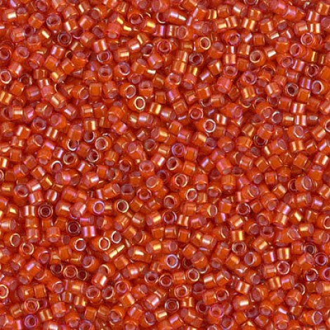 11/0 Delica Seed Beads - White Lined Flame Red - 7.2gm 11/0 Delica Seed Beads - White Lined Flame Red - 7.2gm