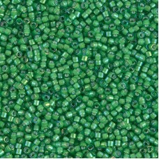11/0 Delica Seed Beads - White Lined Green AB