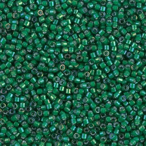 11/0 Delica Seed Beads - White Lined Emerald AB - 7.2gm 11/0 Delica Seed Beads - White Lined Emerald AB - 7.2gm