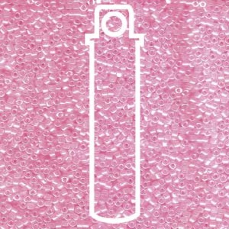 11/0 Delica Seed Beads - Lined Crystal/Mid Pink - 7.2gm 11/0 Delica Seed Beads - Lined Crystal/Mid Pink - 7.2gm