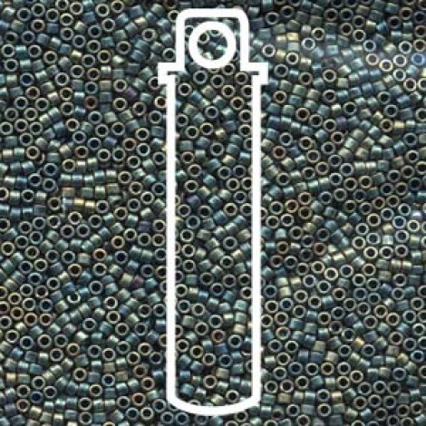 11/0 Delica Seed Beads - Matte Metallic Green Iris - 6.6gm