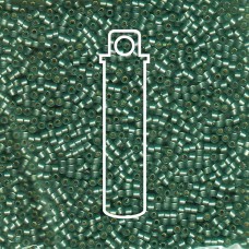 11/0 Miyuki Delica Seed Beads - Semi-Matte Silver-Lined Light Grey-Dyed Green - 7.2gm