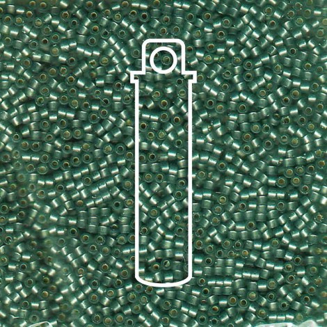 11/0 Miyuki Delica Seed Beads - Semi-Matte Silver-Lined Light Grey-Dyed Green - 7.2gm