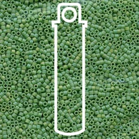 11/0 Delica Seed Beads - Matte Opaque Green AB - 6.8gm