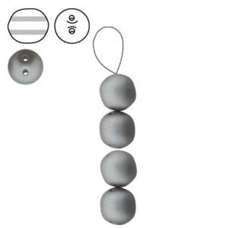 8mm Cz Dobble Beads - Matte Metallic Steel - Pack of 10 8mm Cz Dobble Beads - Matte Metallic Steel - Pack of 10
