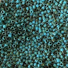 10/0 Miyuki Delica Seed Beads - Opaque Turquoise Picasso - 7.2gm