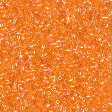 15/0 Delica Seed Beads - Transparent Tangerine AB